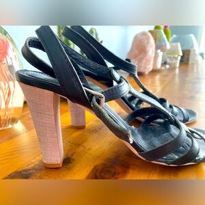 Banana Republic Black leather high heel sandals
